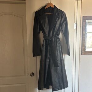 Boutique Faux Leather Trench Coat